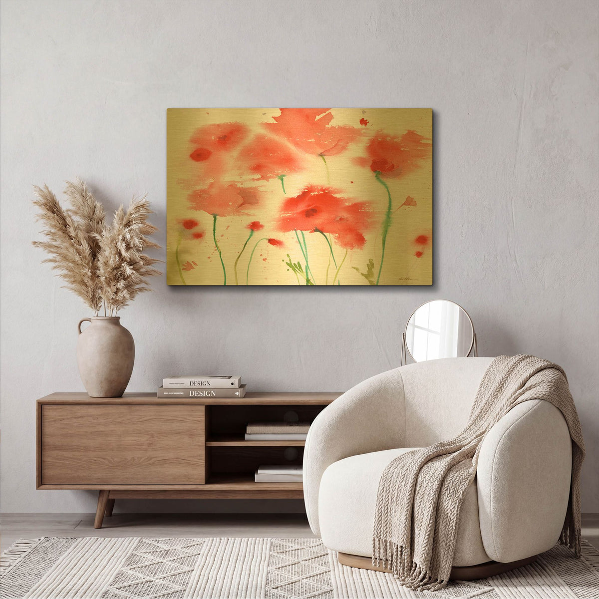 'Poppy Reds' By Sheila Golden Gold Metal Wall Art