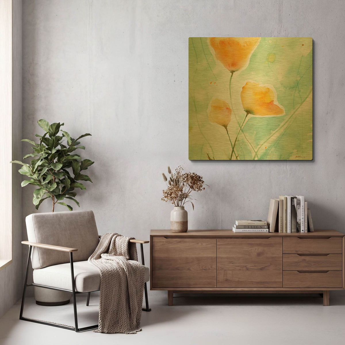 'Precious Poppies' By Sheila Golden Gold Metal Wall Art