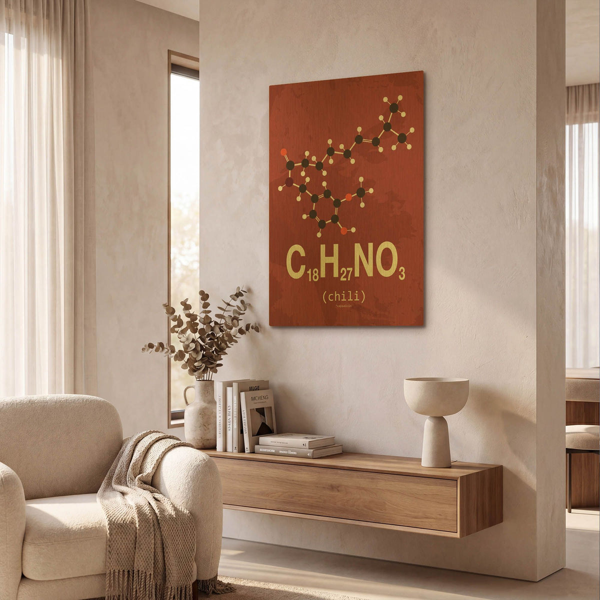 'Molecule Chili' By TypeLike Gold Metal Wall Art
