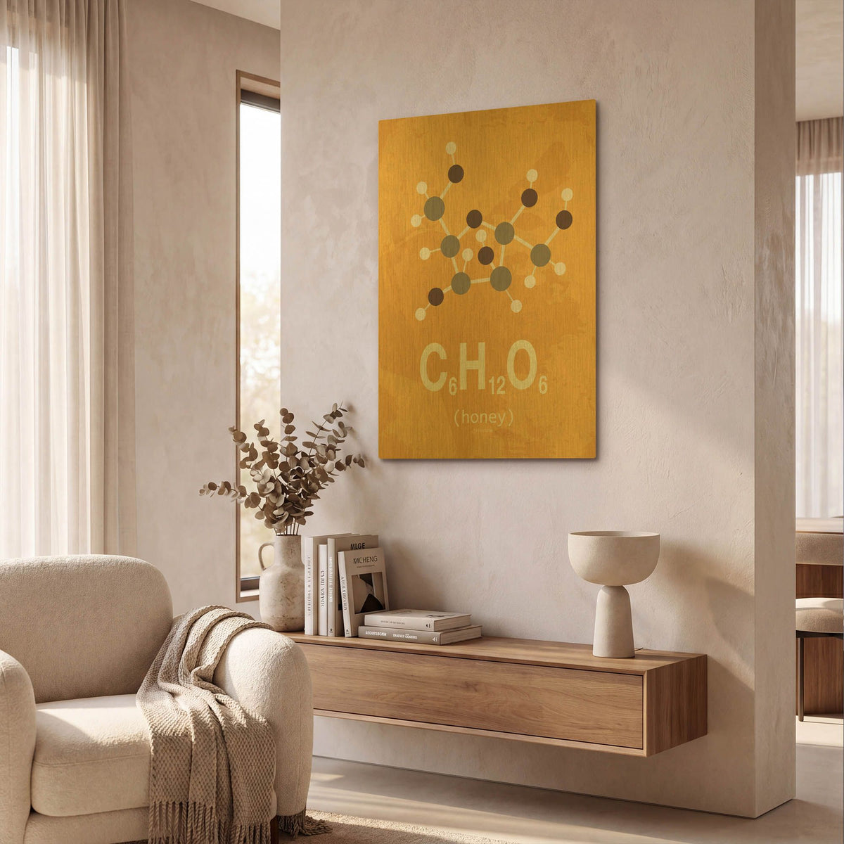 'Molecule Honey' By TypeLike Gold Metal Wall Art