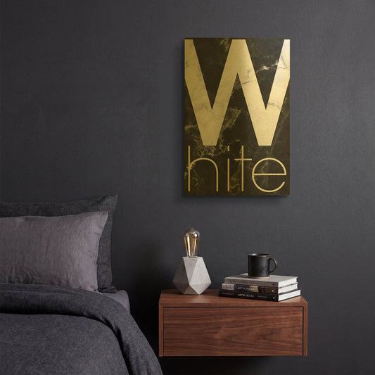 'White Marble' By TypeLike Gold Metal Wall Art