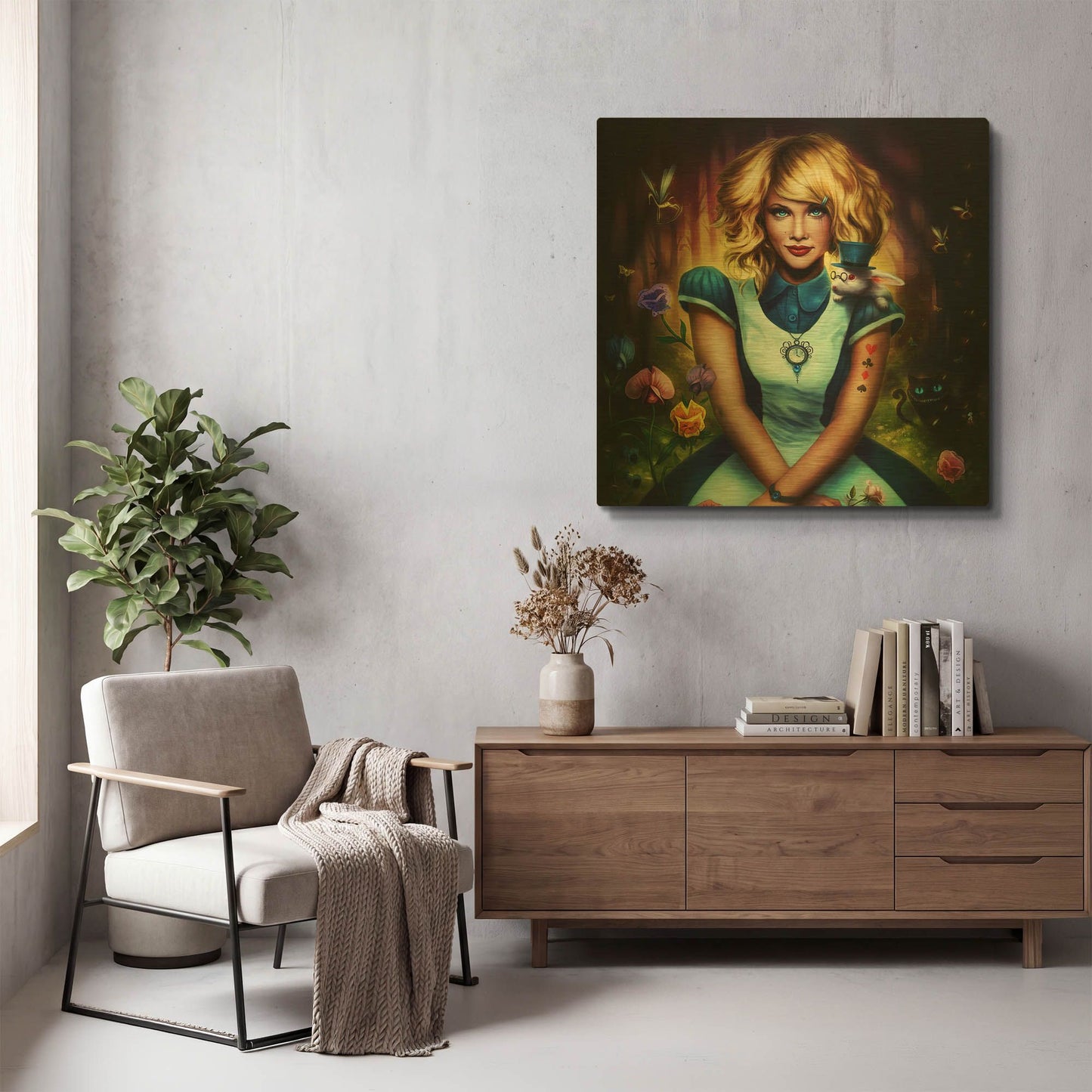 'Alice in Wonderland' By JoJoes Art Gold Metal Wall Art