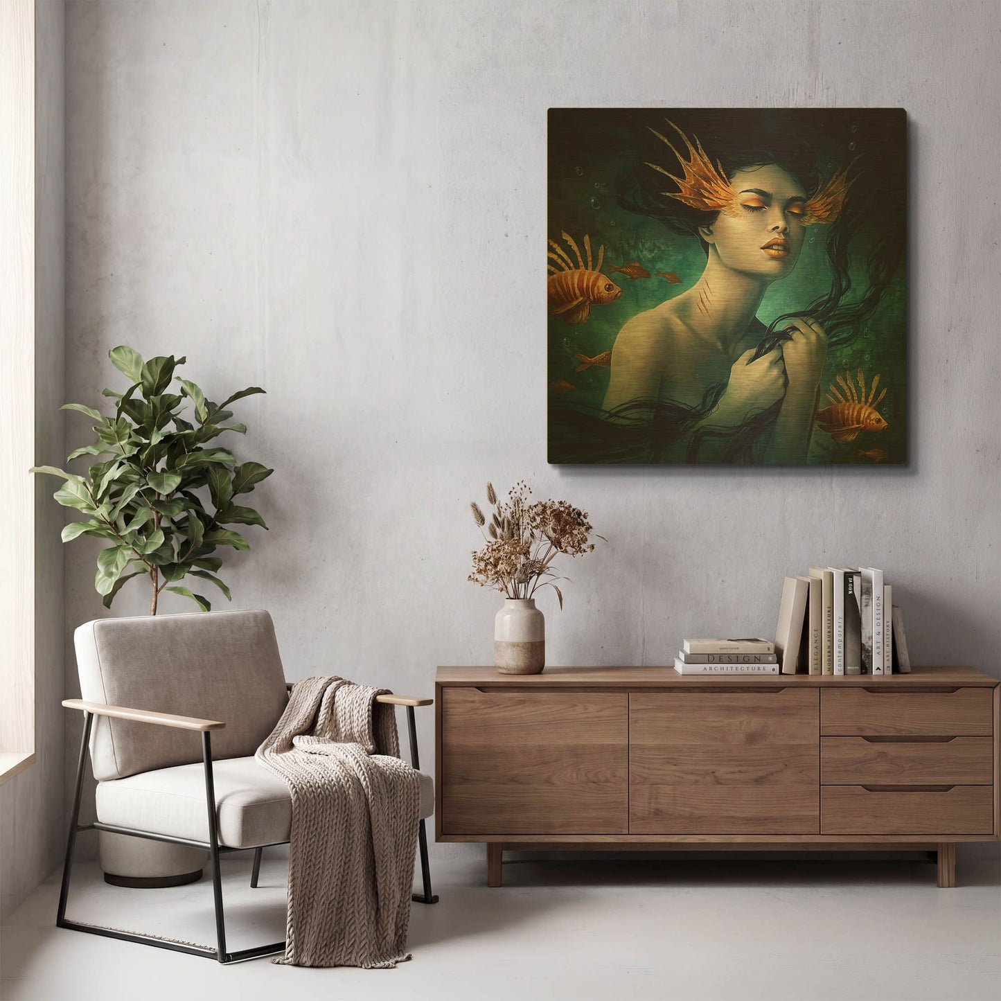 'Mermaid' By JoJoes Art Gold Metal Wall Art