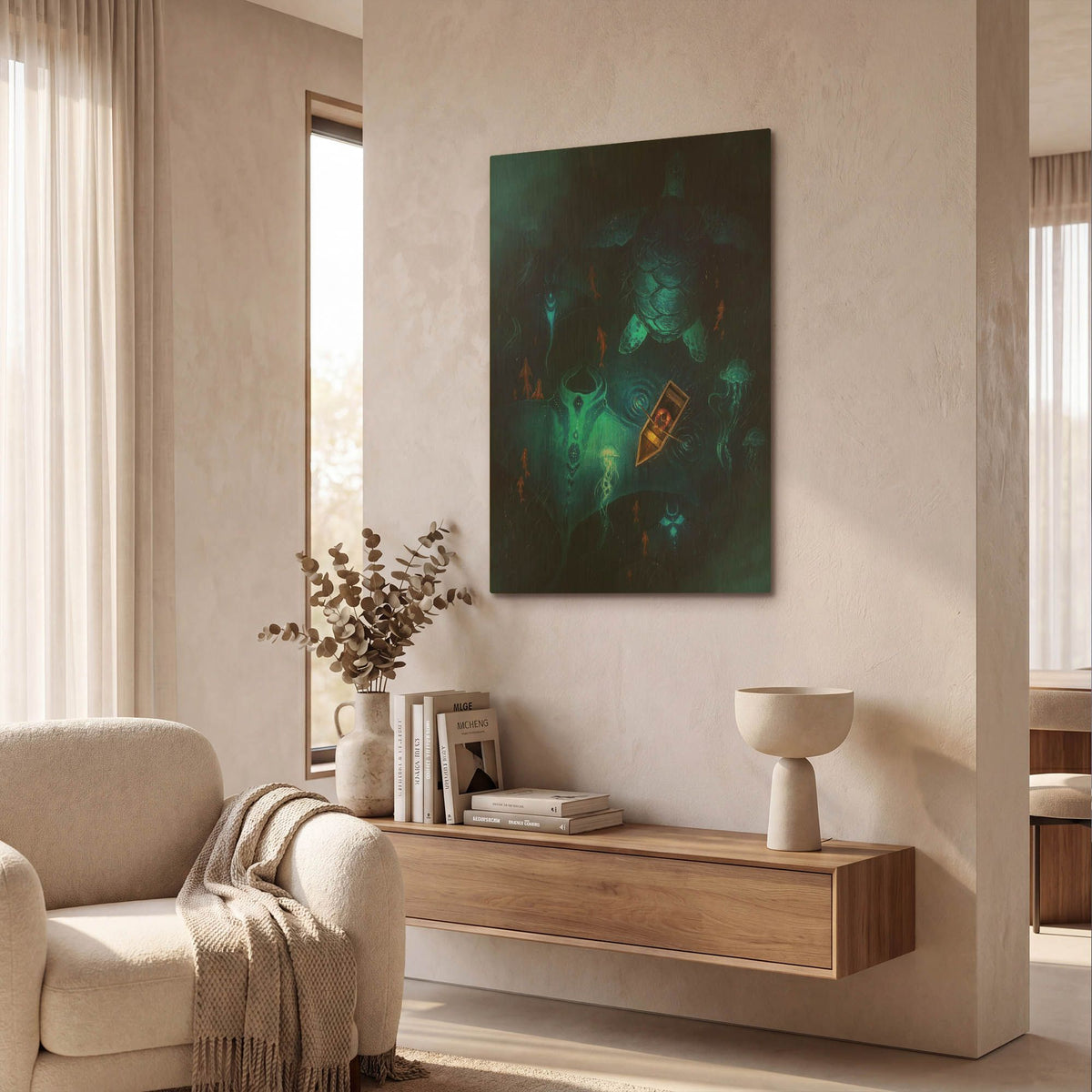 'Night Fishing' By JoJoes Art Gold Metal Wall Art