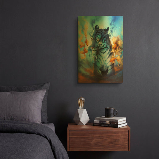 'JOJOES206794-Tiger Fish' By JoJoes Art Gold Metal Wall Art