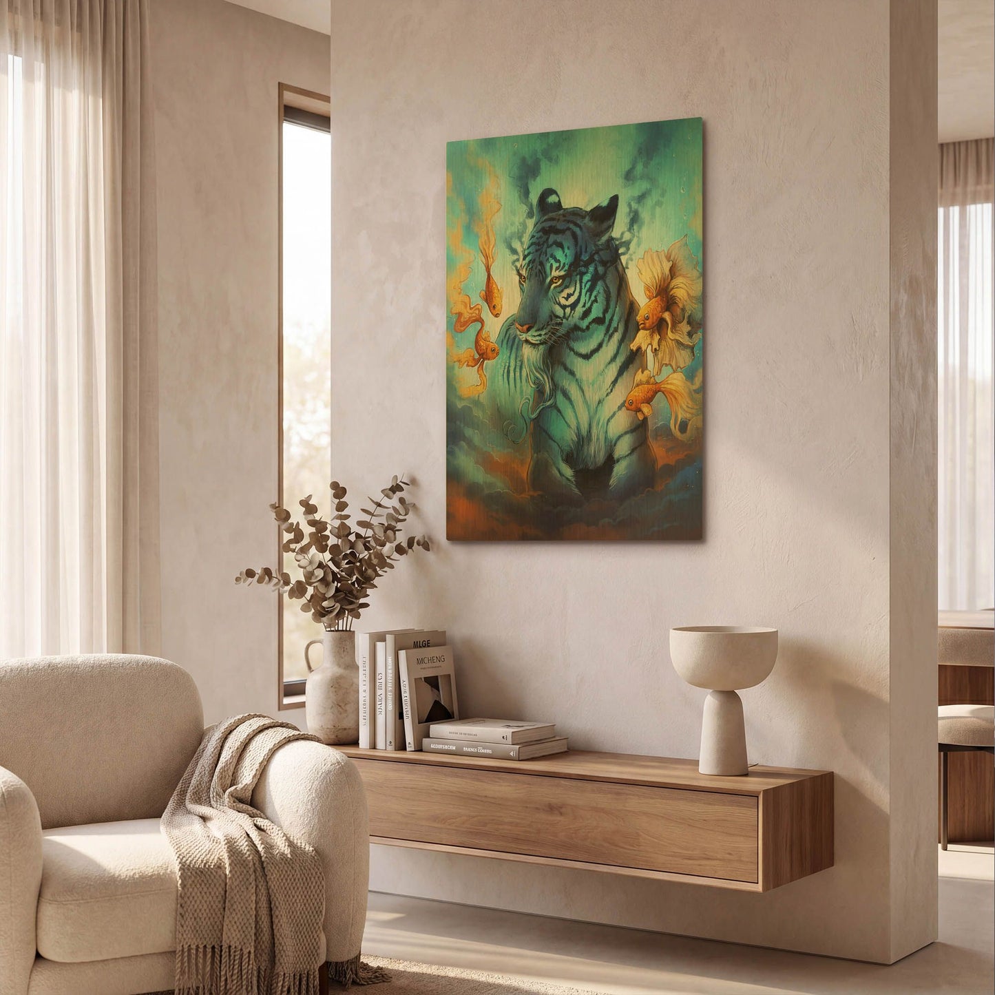 'JOJOES206794-Tiger Fish' By JoJoes Art Gold Metal Wall Art