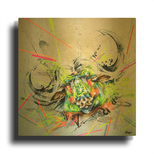 'Confront' By Taka Sudo Gold Metal Wall Art