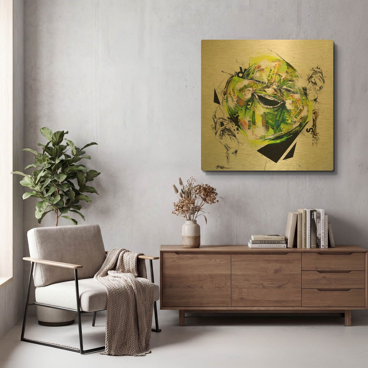 'Relief' By Taka Sudo Gold Metal Wall Art