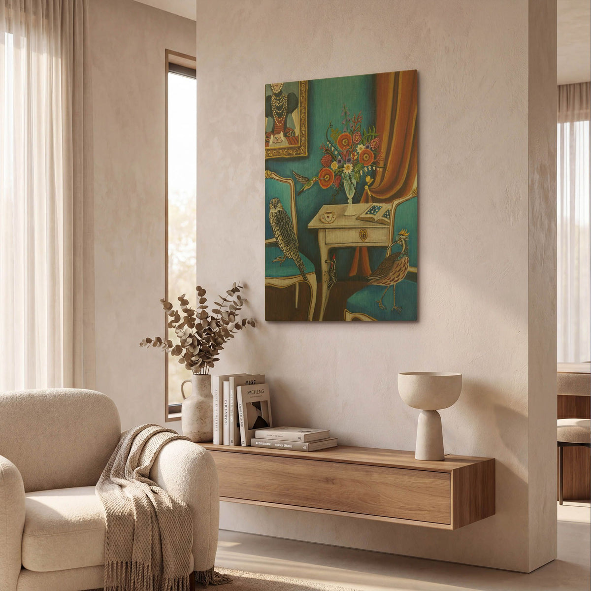 'Bird House' By Catherine A Nolin Gold Metal Wall Art