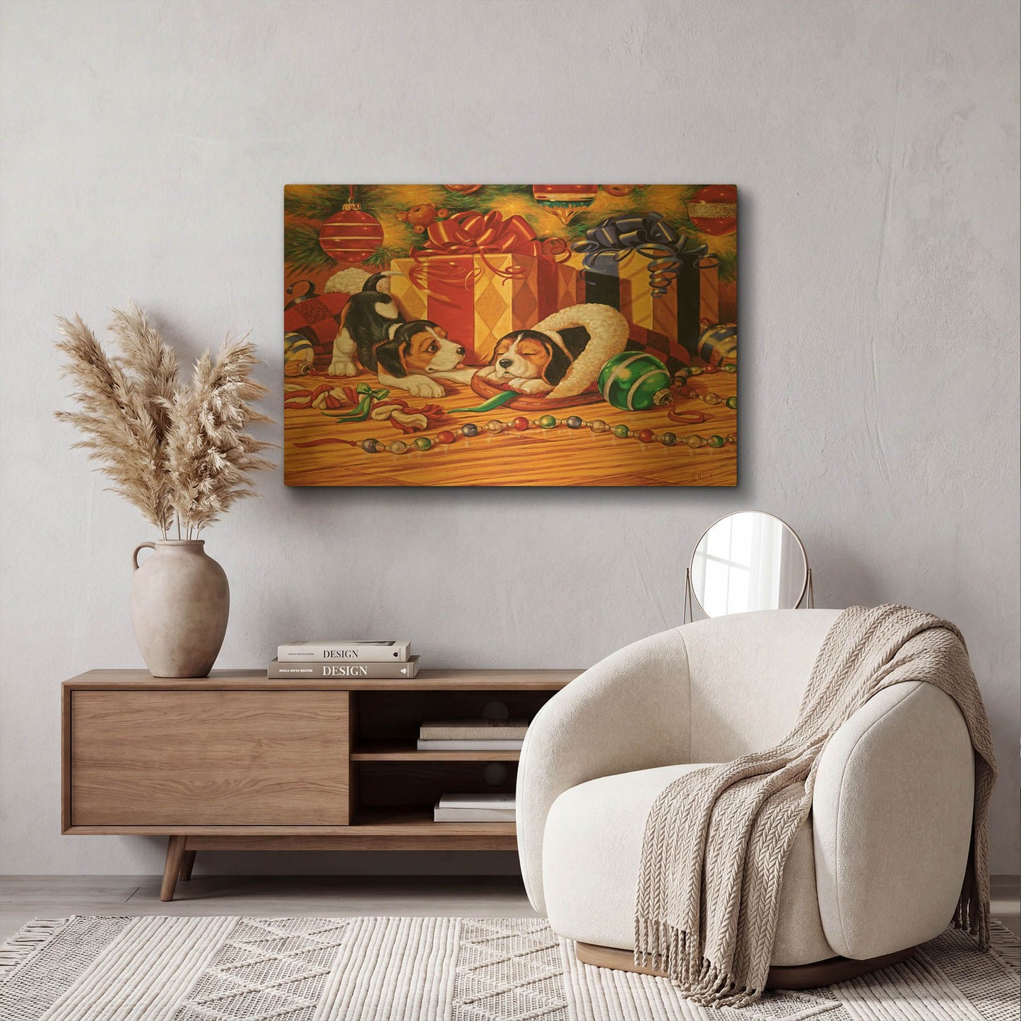 'Beagle Pups' By Christopher Nick Gold Metal Wall Art