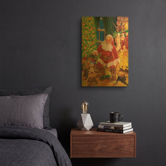 'Santa Pups' By Christopher Nick Gold Metal Wall Art