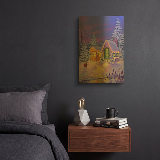 'Xmas Cabin' By Christopher Nick Gold Metal Wall Art