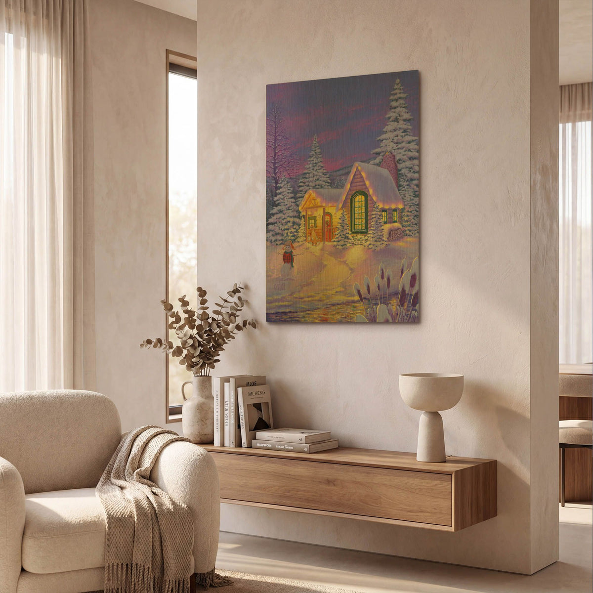 'Xmas Cabin' By Christopher Nick Gold Metal Wall Art
