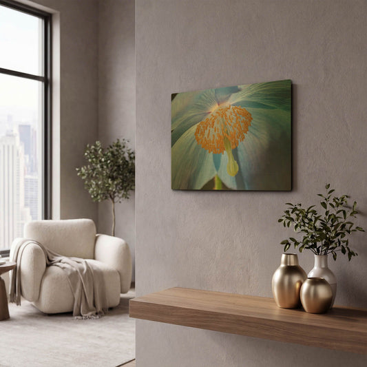 'Blue Poppy' By Cora Niele Gold Metal Wall Art