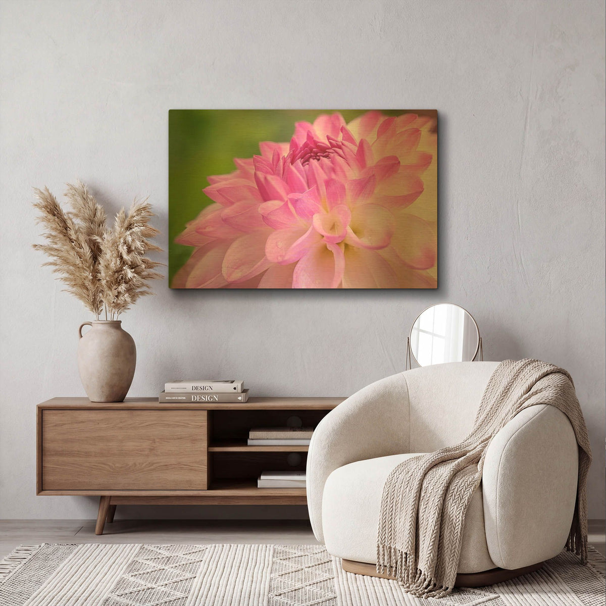 'Cerise Pink Dahlia' By Cora Niele Gold Metal Wall Art