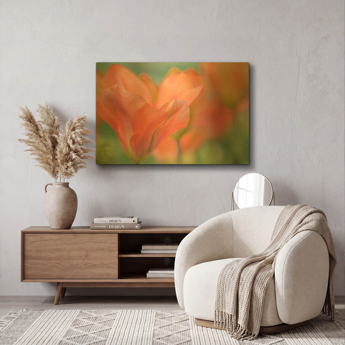 'Orange Wings Tuilps' By Cora Niele Gold Metal Wall Art