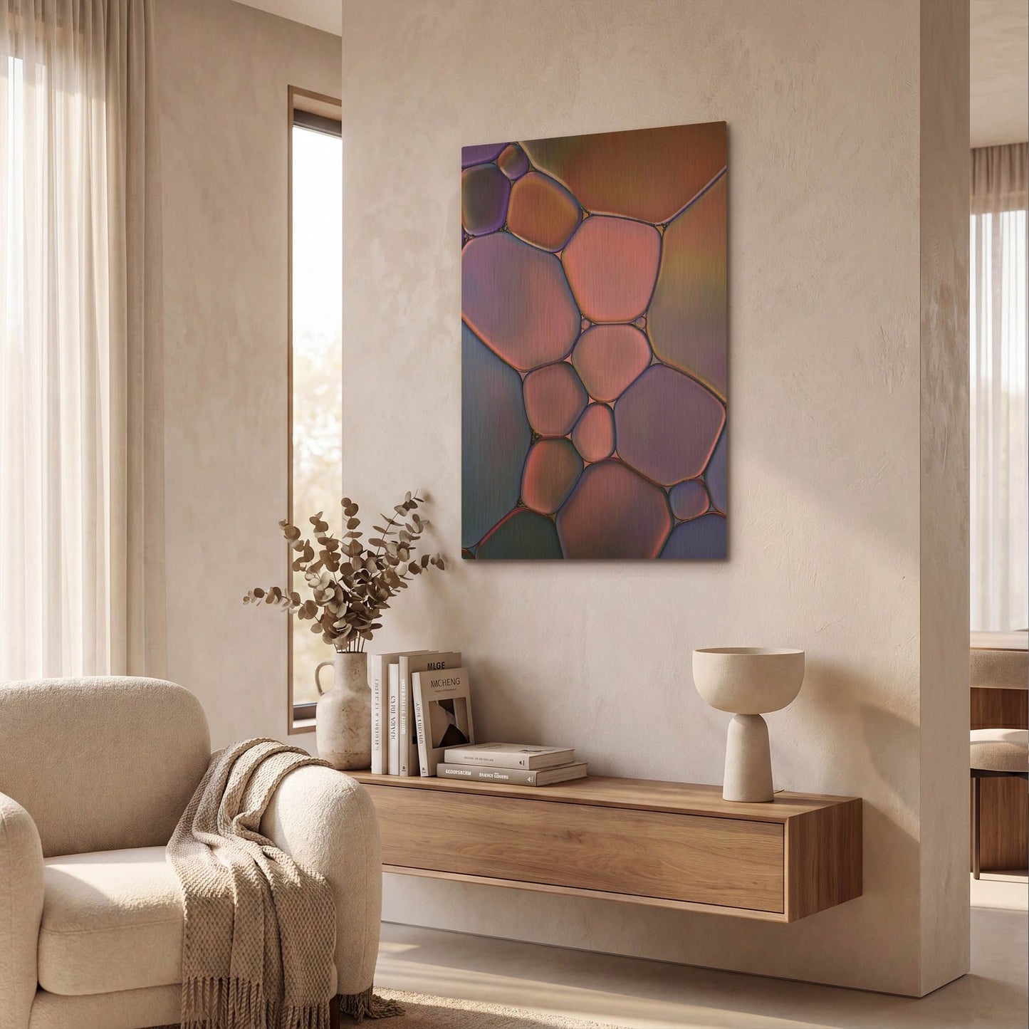 'Purple Stained Glass' By Cora Niele Gold Metal Wall Art