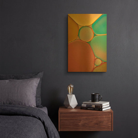 'Red Yellow and Green Drops' By Cora Niele Gold Metal Wall Art