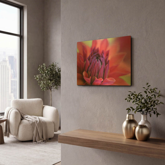 'Dahlia Centre Pink Purple' By Cora Niele Gold Metal Wall Art
