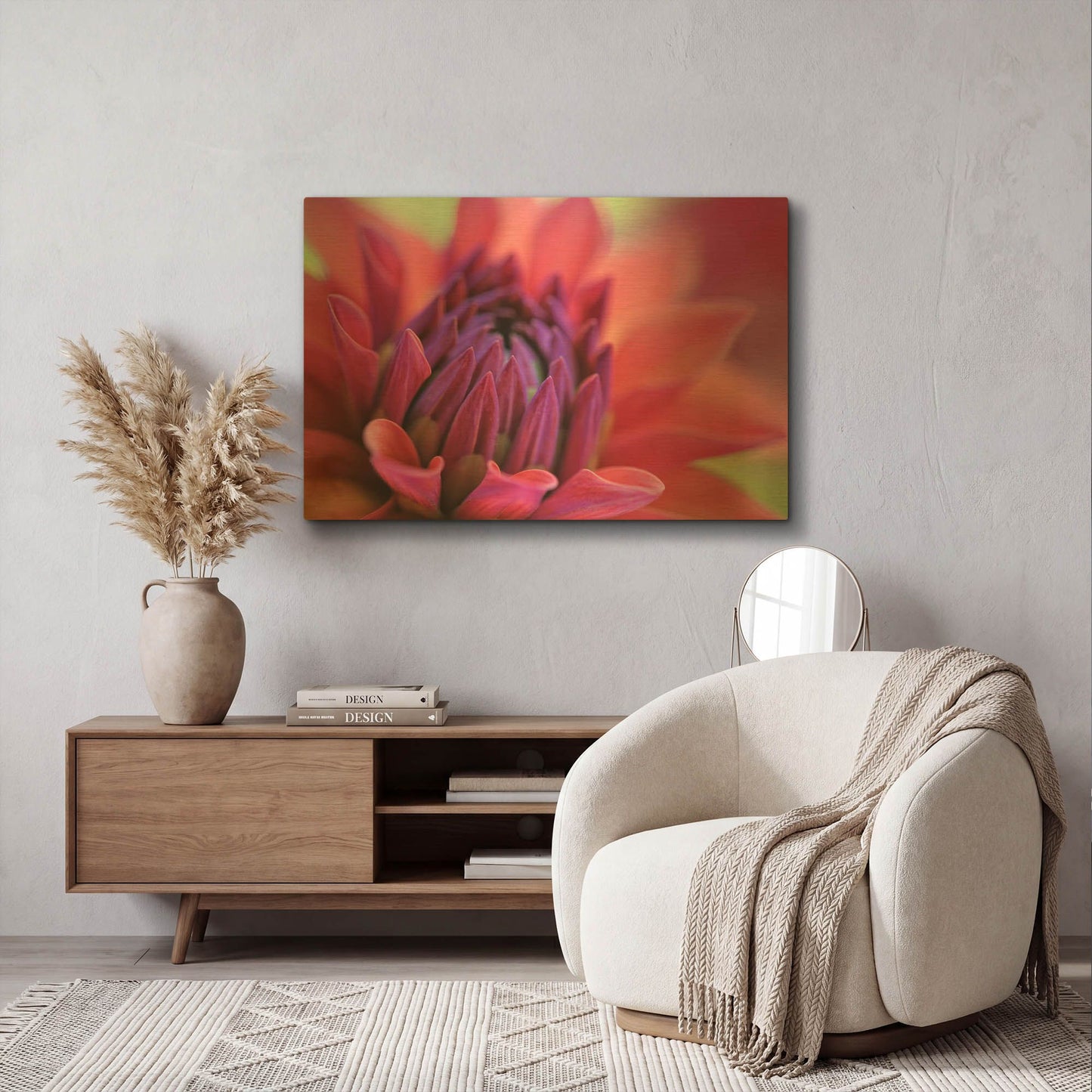 'Dahlia Centre Pink Purple' By Cora Niele Gold Metal Wall Art