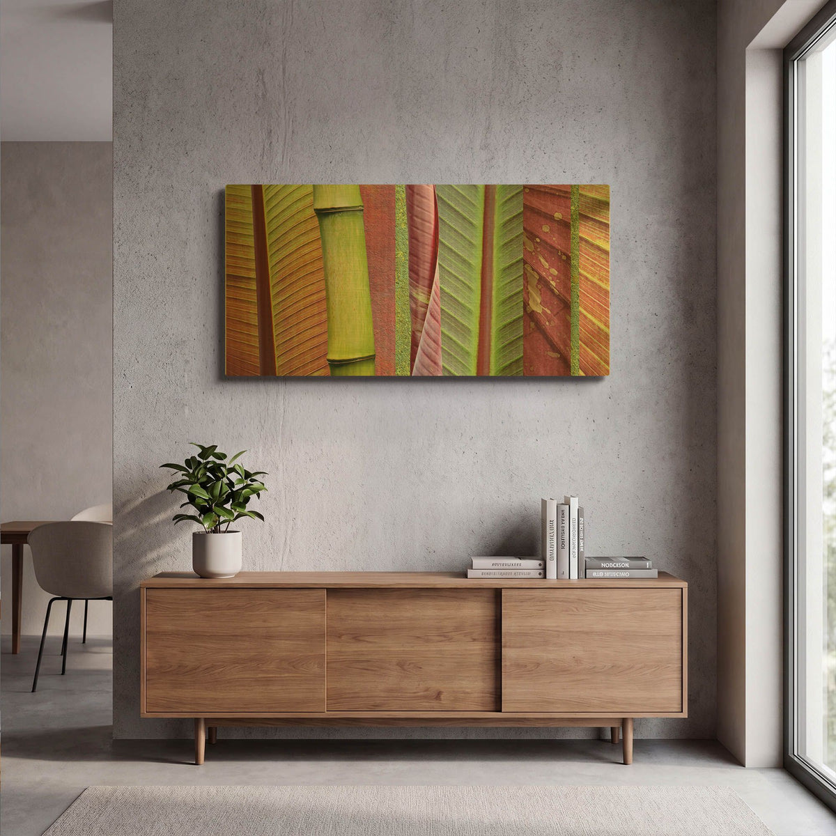 'Green and Red Leaf Collage' By Cora Niele Gold Metal Wall Art