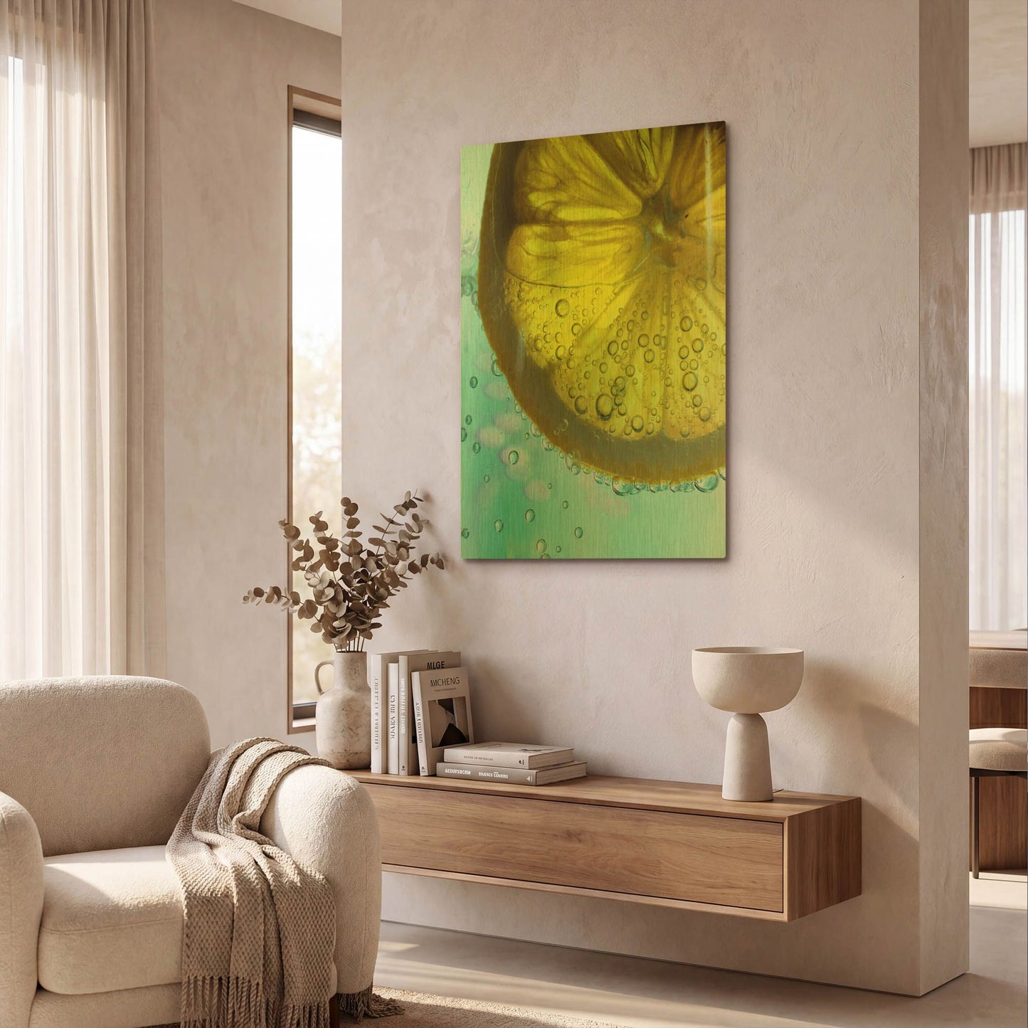 'Lemon Wheel' By Dana Brett Munach Gold Metal Wall Art