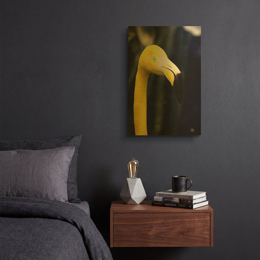 'Yellow Flamingo' By Dana Brett Munach Gold Metal Wall Art