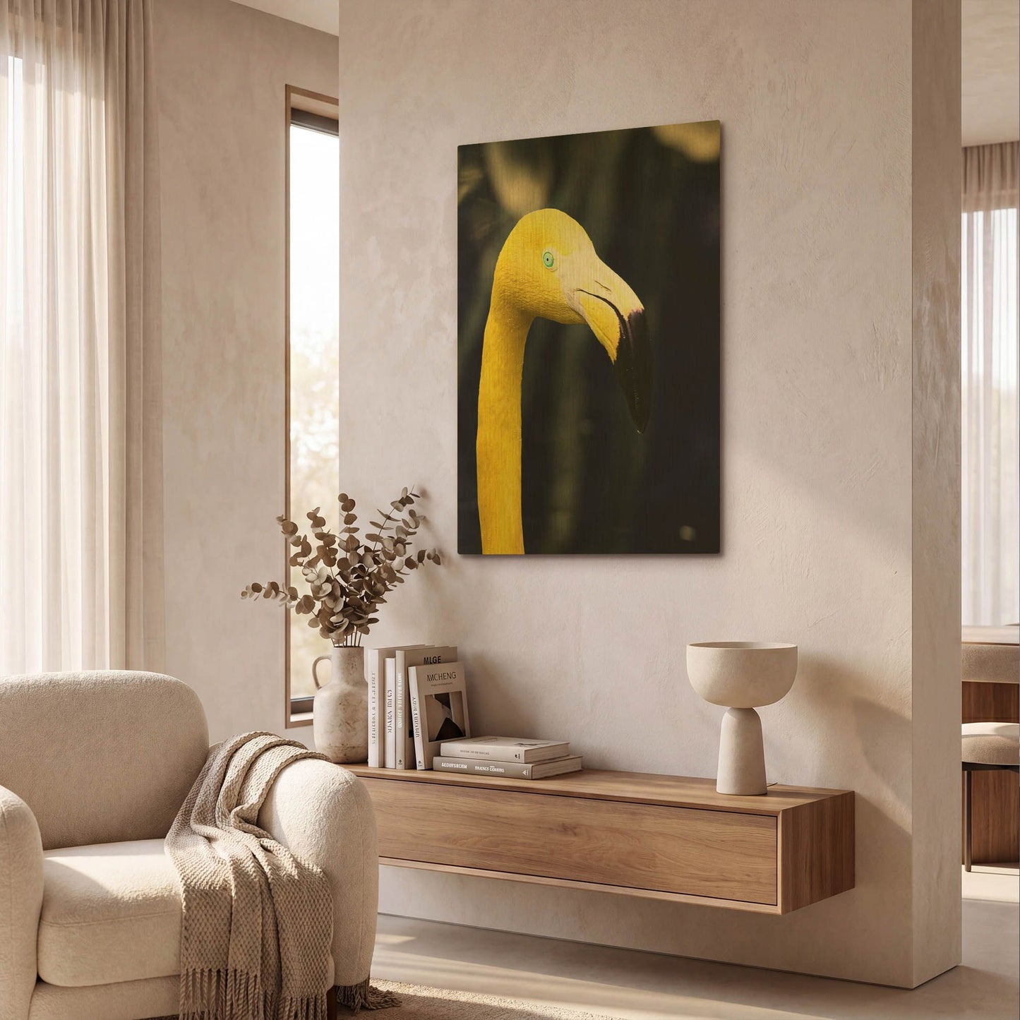 'Yellow Flamingo' By Dana Brett Munach Gold Metal Wall Art