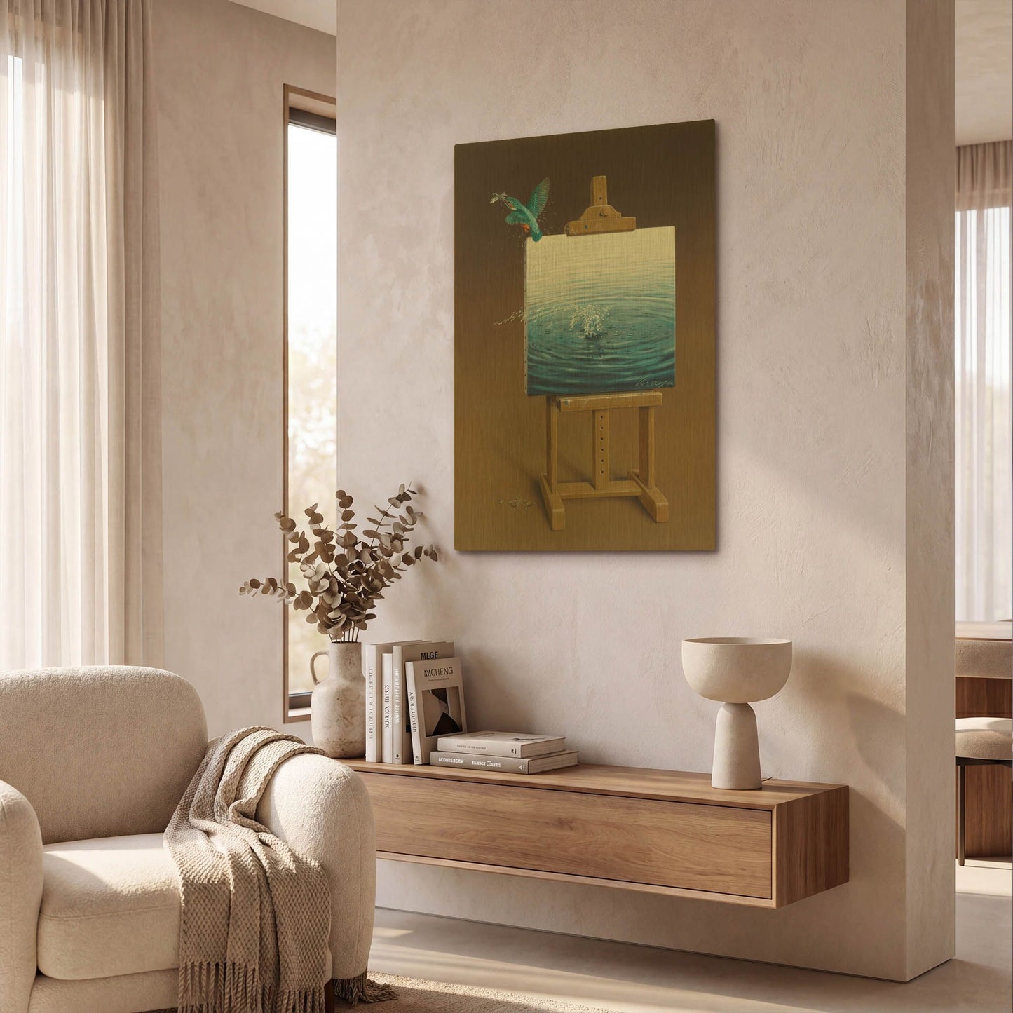 'European Kingfisher' By Harro Maass Gold Metal Wall Art