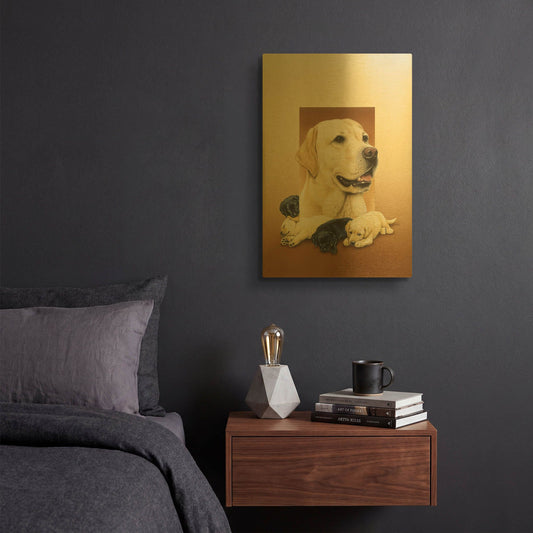'Labradors' By Harro Maass Gold Metal Wall Art