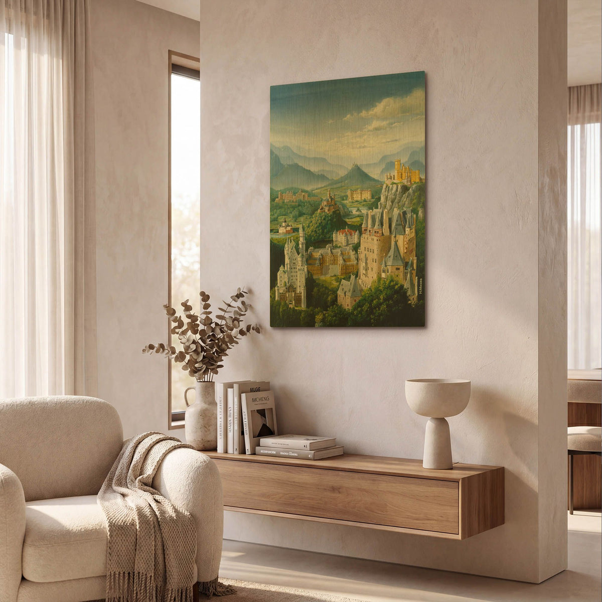 'German Castles' By Harro Maass Gold Metal Wall Art
