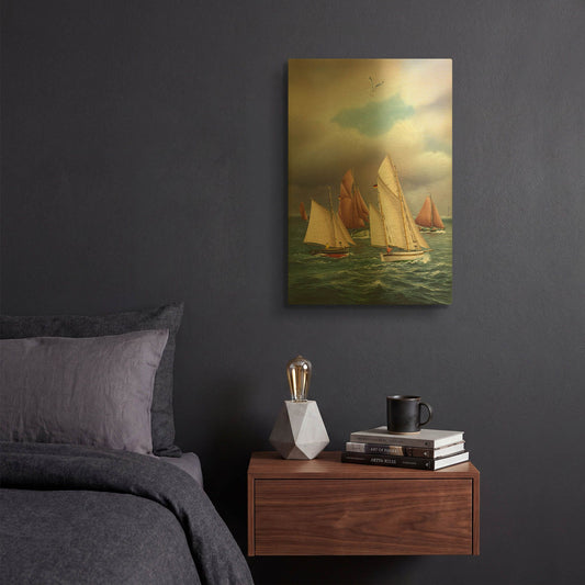 'Sailing Oldtimers' By Harro Maass Gold Metal Wall Art