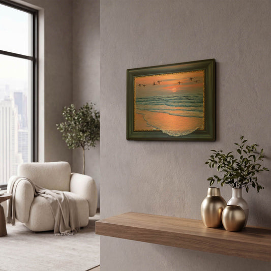 'Sundown With Swans' By Harro Maass Gold Metal Wall Art