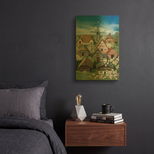'German Farmhouses' By Harro Maass Gold Metal Wall Art