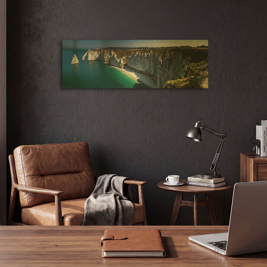 'Panorama Etretat' By Istvan Nagy Gold Metal Wall Art