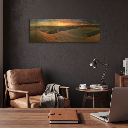 'Panorama Maspalomas Dunes' By Istvan Nagy Gold Metal Wall Art