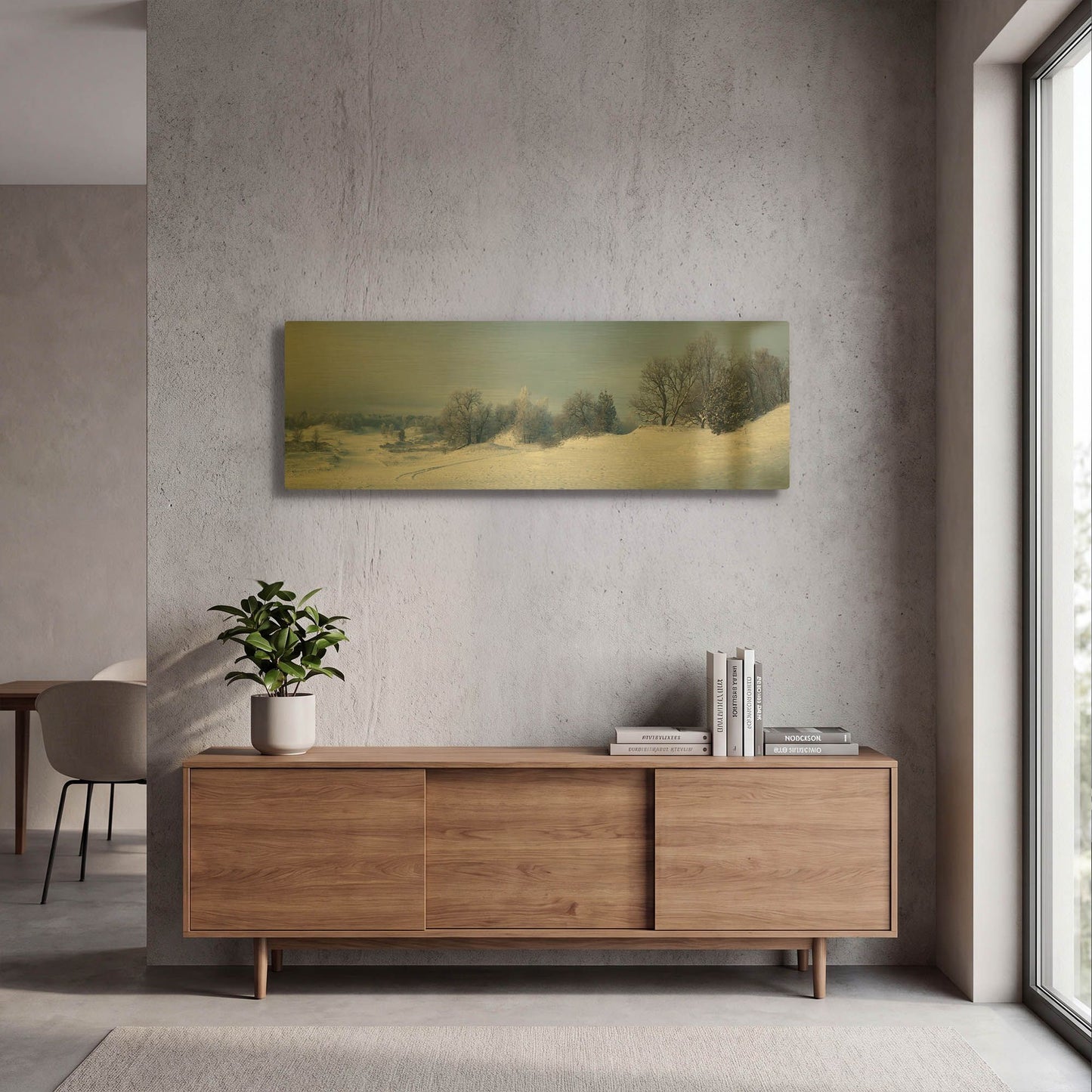 'Panorama Winter Dunes' By Istvan Nagy Gold Metal Wall Art
