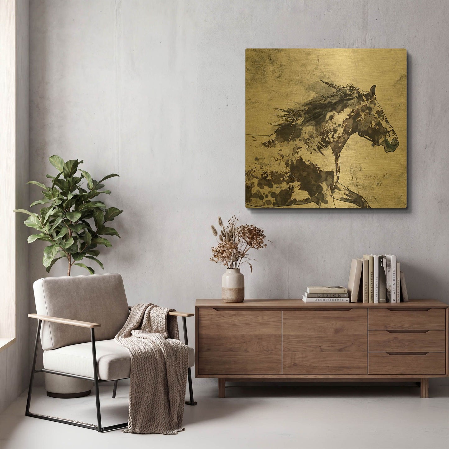 'Bay Horse 4' By Irena Orlov Gold Metal Wall Art