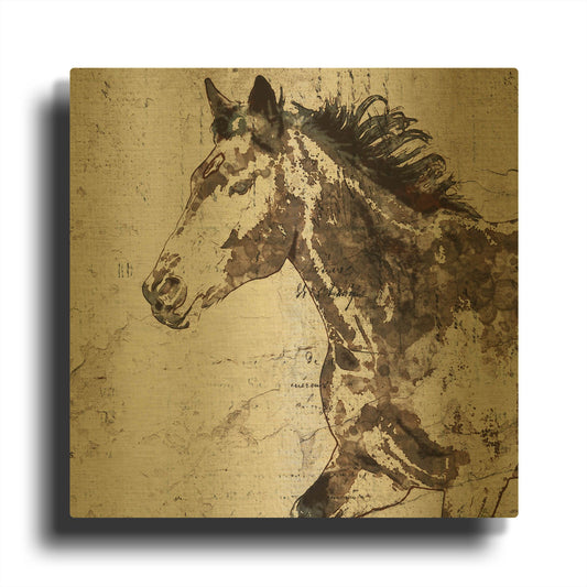 'Galloping Horse 2' By Irena Orlov Gold Metal Wall Art