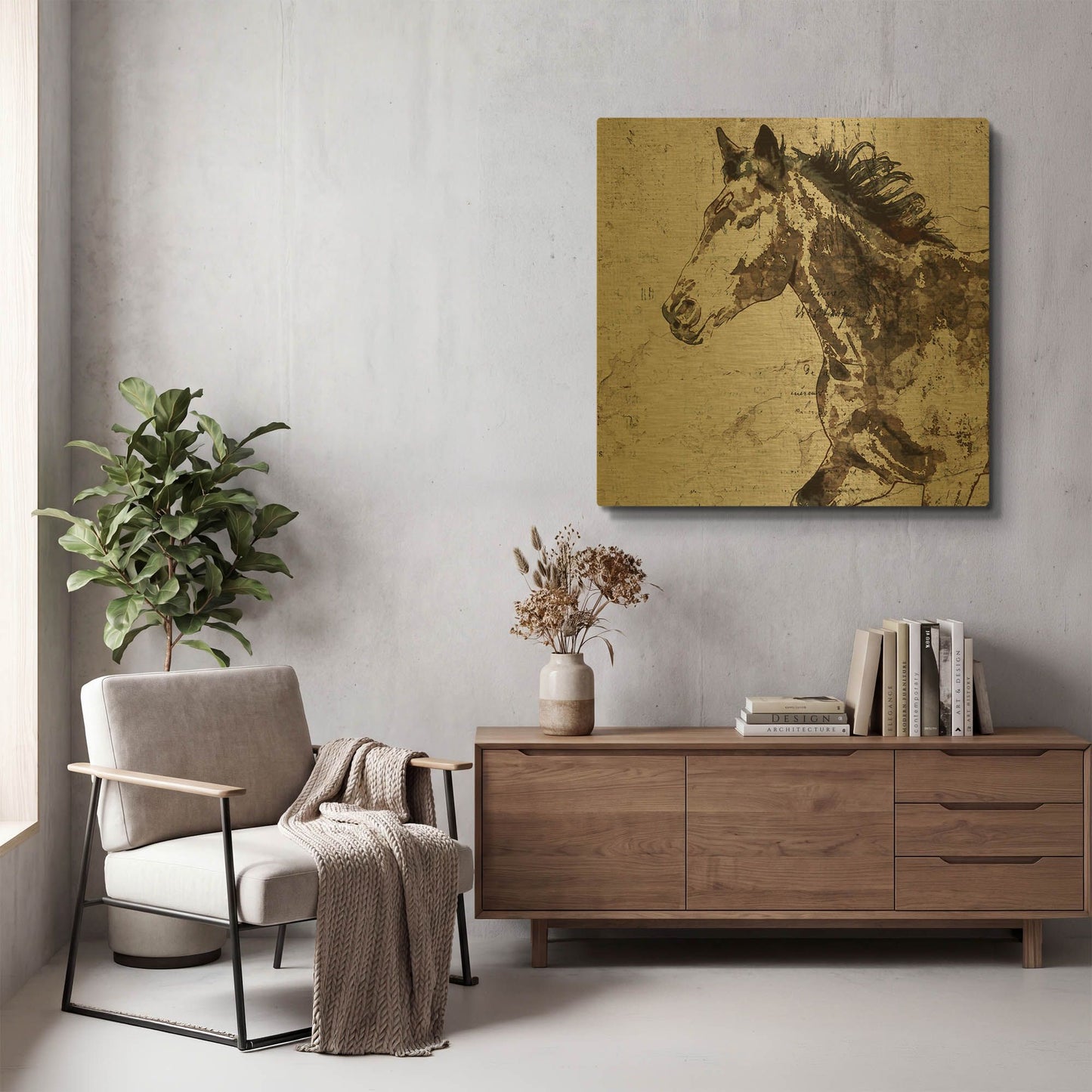 'Galloping Horse 2' By Irena Orlov Gold Metal Wall Art