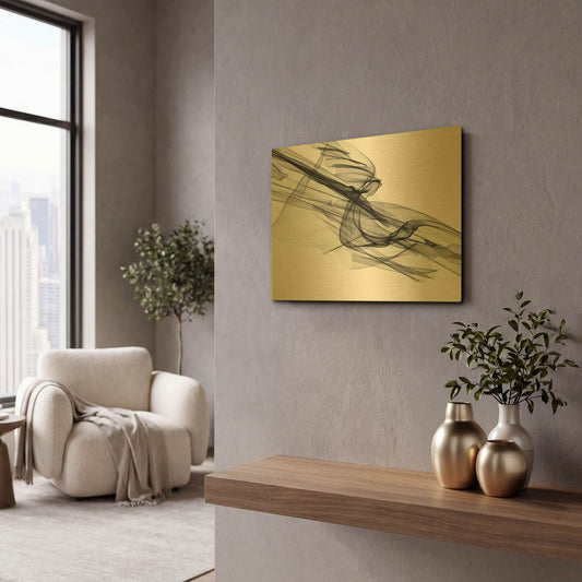 'Abstract Black and White 19-48' By Irena Orlov Gold Metal Wall Art
