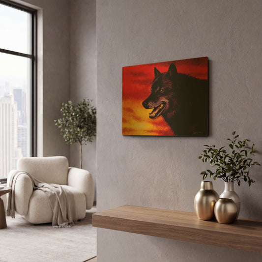 'Red Skies' By Joh Naito Gold Metal Wall Art