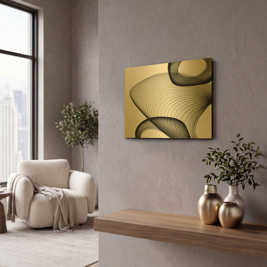 'Abstract Black and White 21-59' By Irena Orlov Gold Metal Wall Art