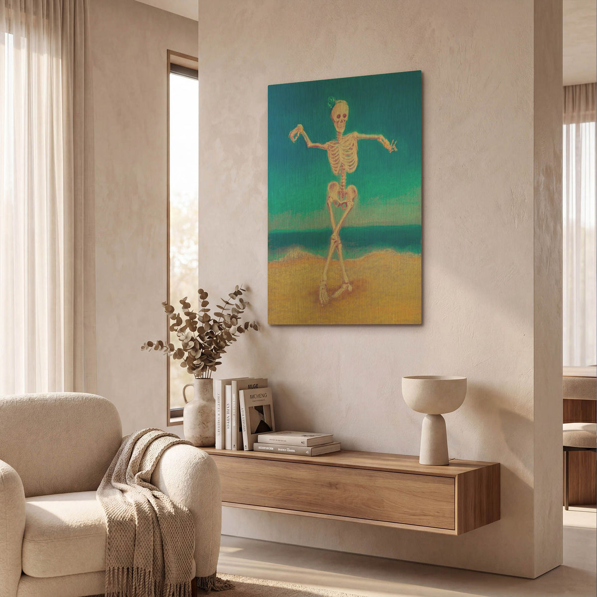 'Skelly Dancer I' By Marie Marfia Fine Art Gold Metal Wall Art