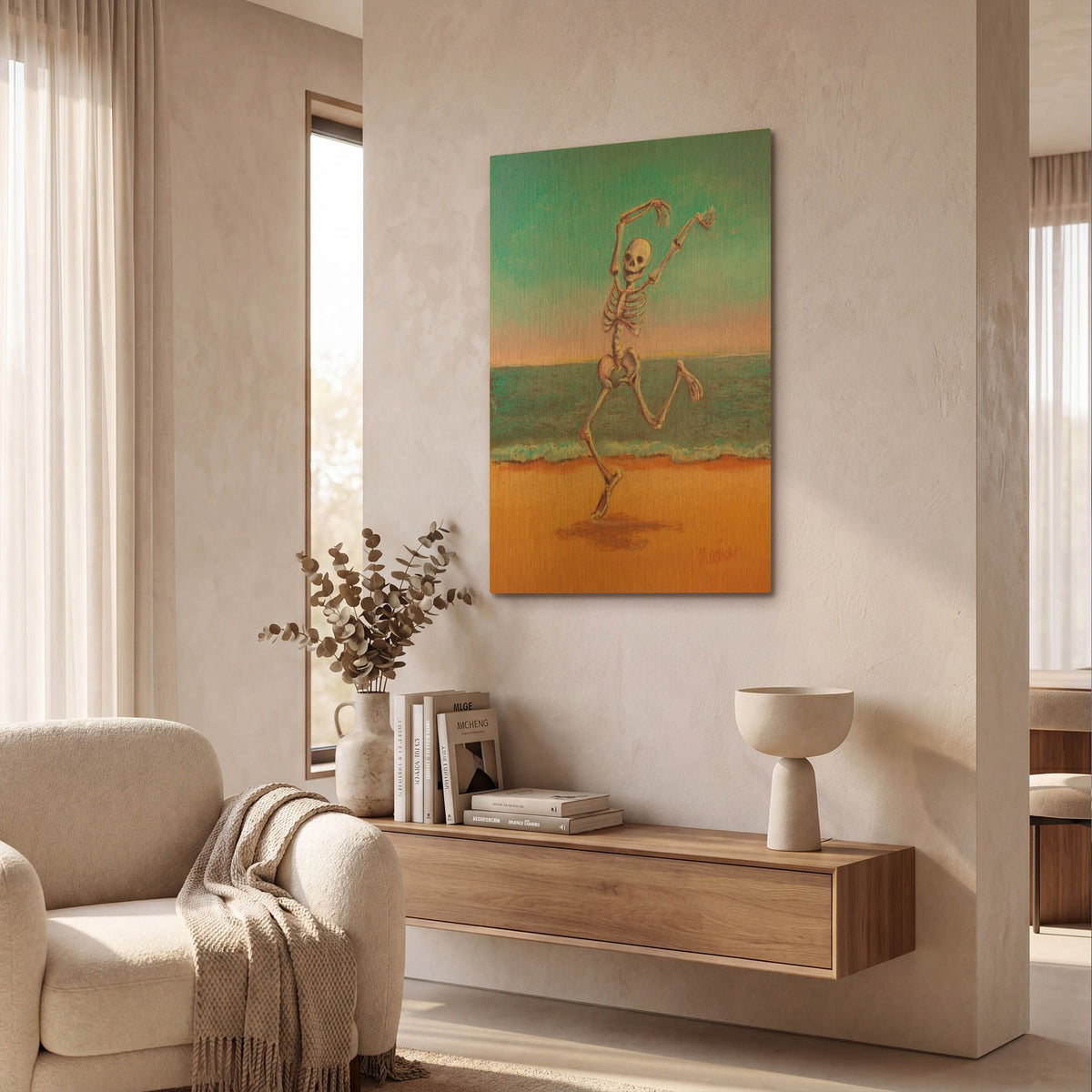 'Skelly Dancer VIII' By Marie Marfia Fine Art Gold Metal Wall Art