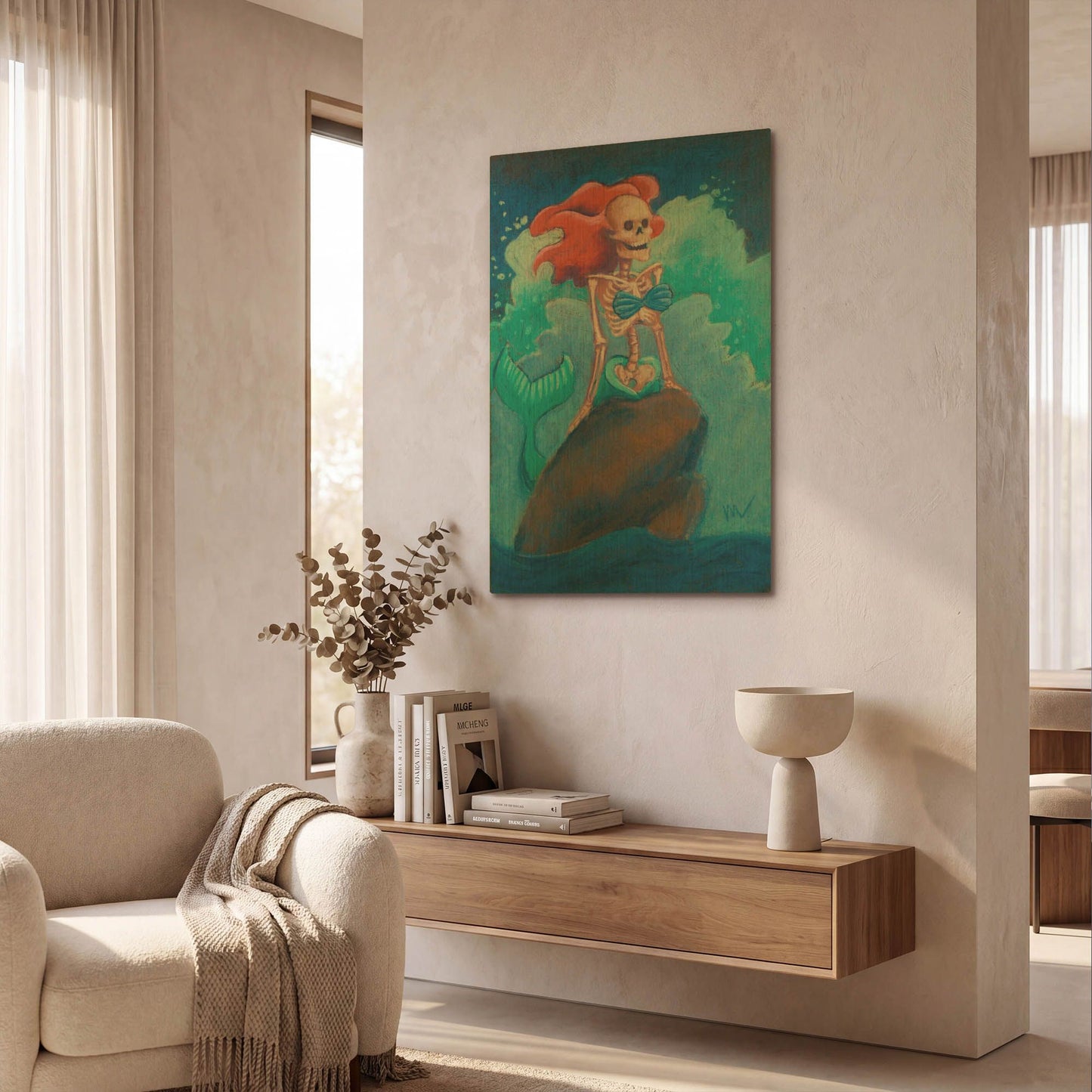 'Part of Your (Skelly) World' By Marie Marfia Fine Art Gold Metal Wall Art