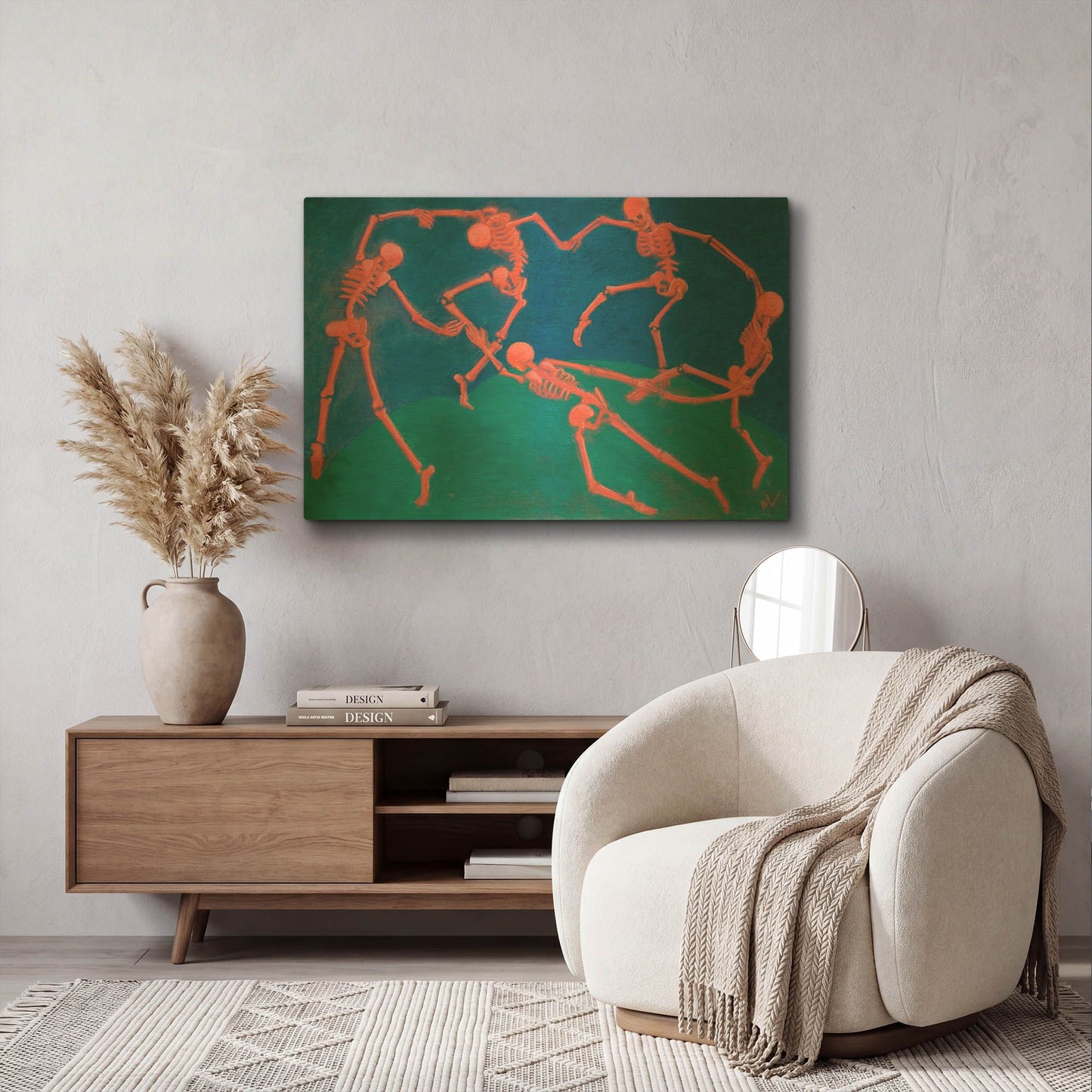 'The (Skelly) Dance' By Marie Marfia Fine Art Gold Metal Wall Art