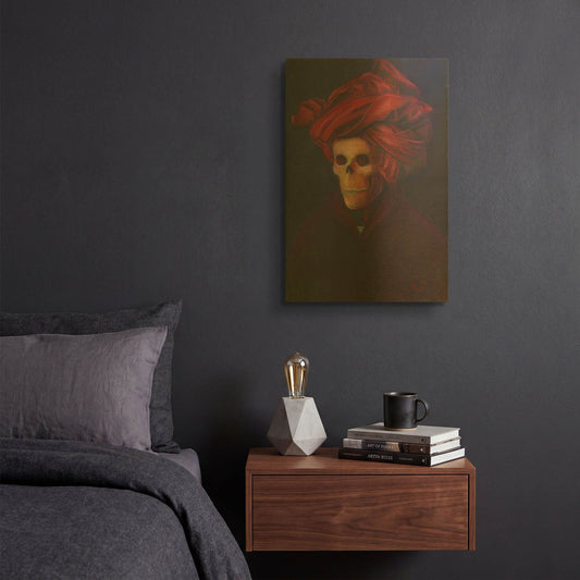 'Skelly In The Red Turban' By Marie Marfia Fine Art Gold Metal Wall Art