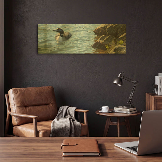 'On the Rocks - Loon' By Mark Mueller Wildlife Art Gold Metal Wall Art