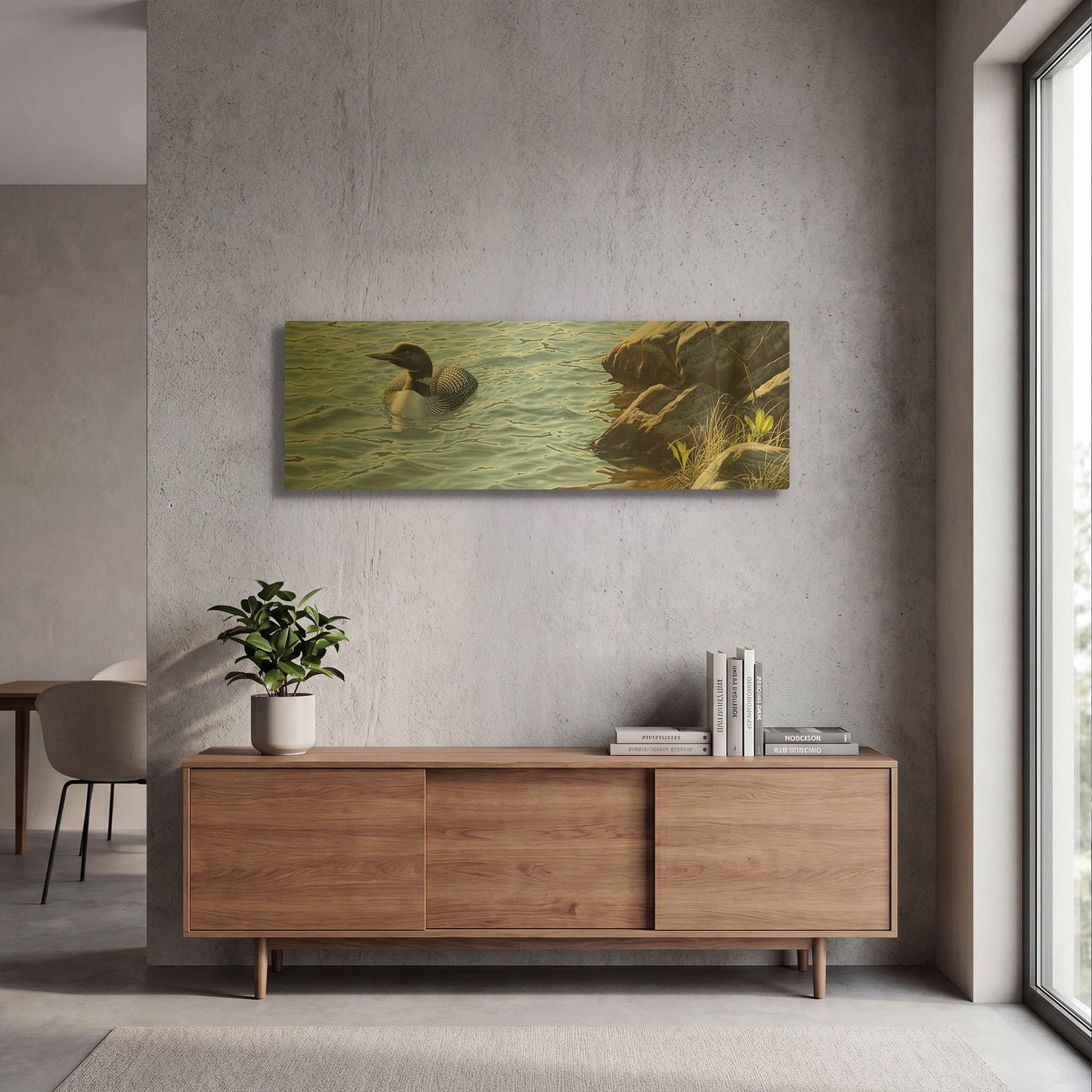 'On the Rocks - Loon' By Mark Mueller Wildlife Art Gold Metal Wall Art